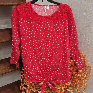 Elle Women's red top with white polka-dots *830.10